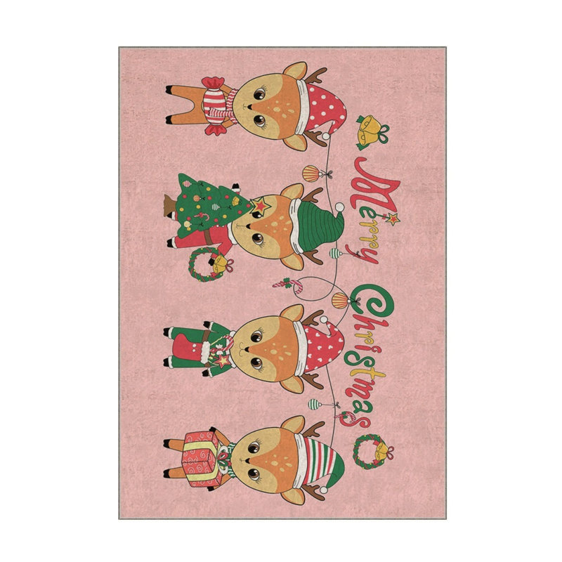 Tapis rectangulaire rose en polyester tissé à la machine, Rectangle 3 pi 3 po x 4 pi 7 po