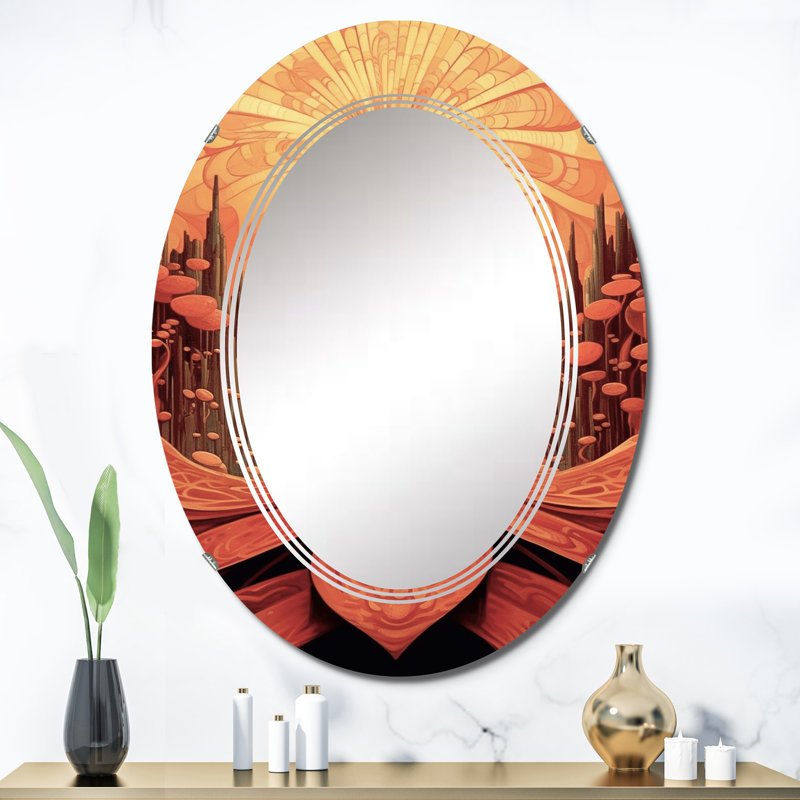 Villeta - Miroir mural moderne ovale, 36 po x 24 po