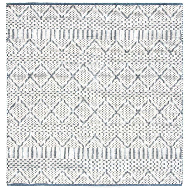 Tapis géométrique en laine tissé à la main Semple Natura, Carré 6 pi