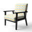 Fauteuil d'appoint rembourré à motif géométrique jaune et bleu