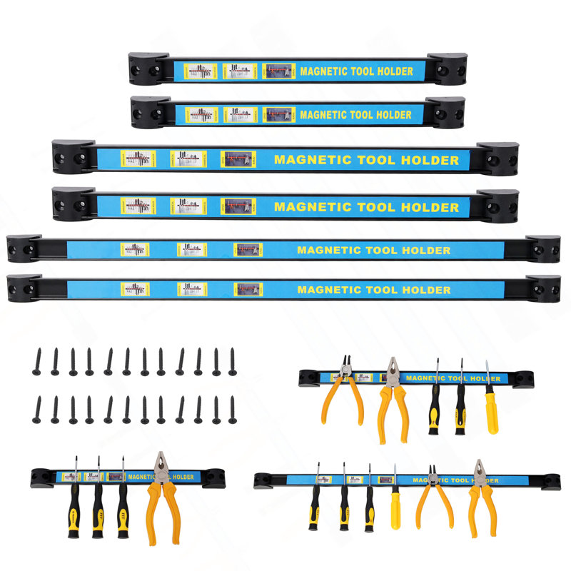 Barre d'outils à aimant robuste 6Pack, 2Pack 12 po, 2Pack 18 po, 2Pack 24 po, porte-outil magnétique, porte-outil magnétique, pour garage d'atelier, vis de fixation incluses