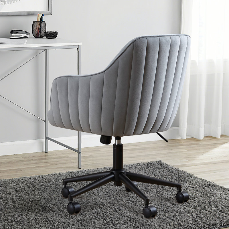 Velvet Fabric Swivel Office Chair, Grey