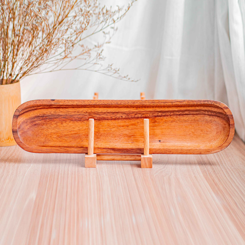 Long plateau ovale en bois d'acacia