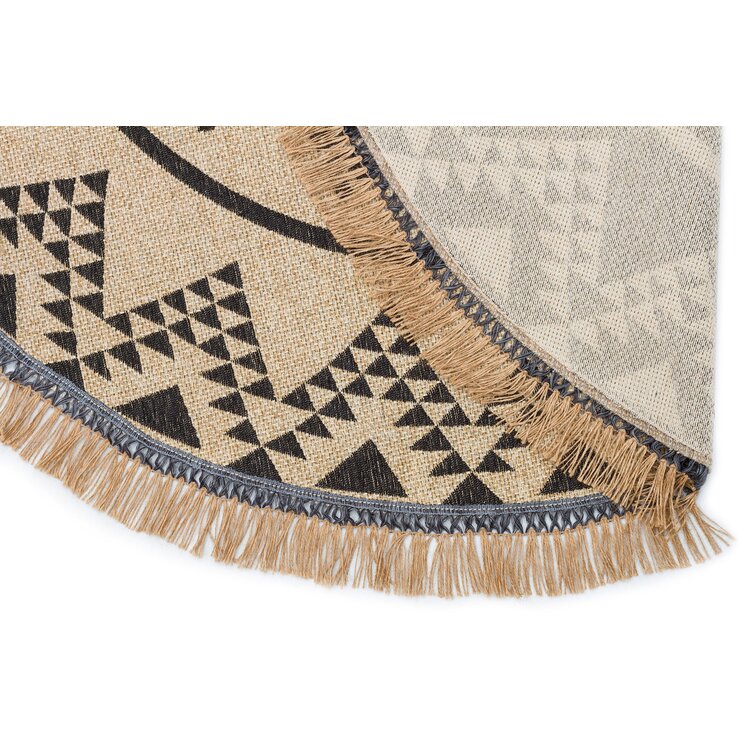 Foundry Select Beige/Black Machine Washable Indoor/Outdoor Rug