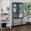 Élégante armoire de plancher avec 2 portes vitrées Vitrine de salon avec tablettes réglables Anti-basculement sans poussière Assemblage facile Couleur bleue