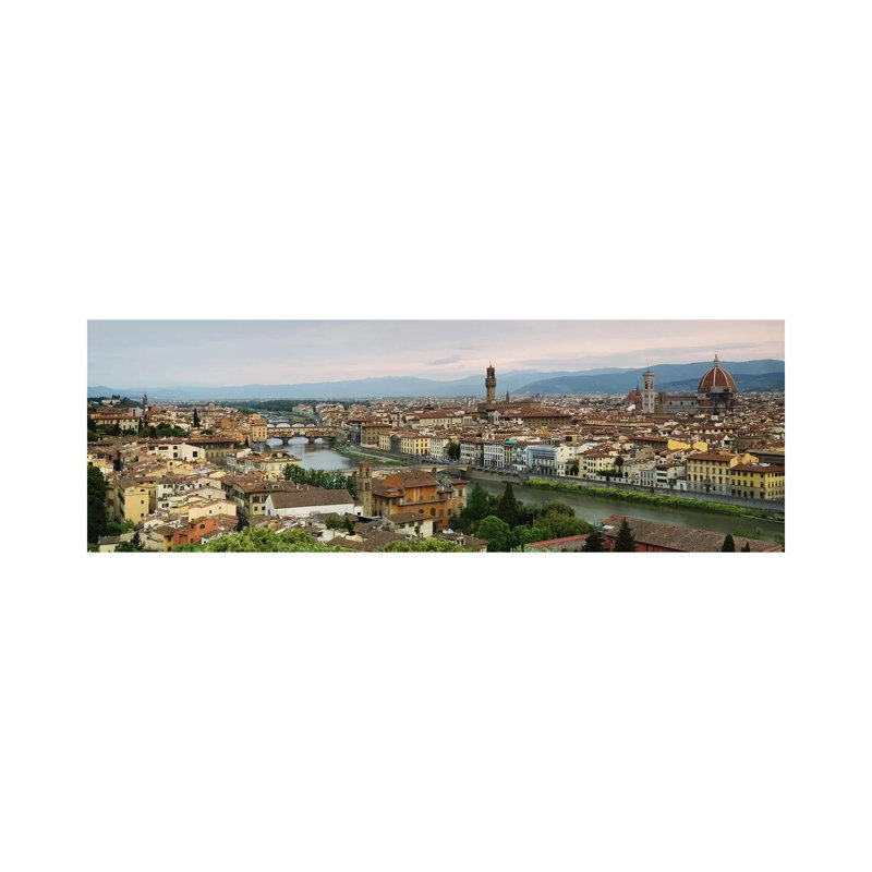 Buildings In A City, Ponte Vecchio, Arno River, Duomo Santa Maria Del Fiore - Wrapped Canvas Panoramic Print