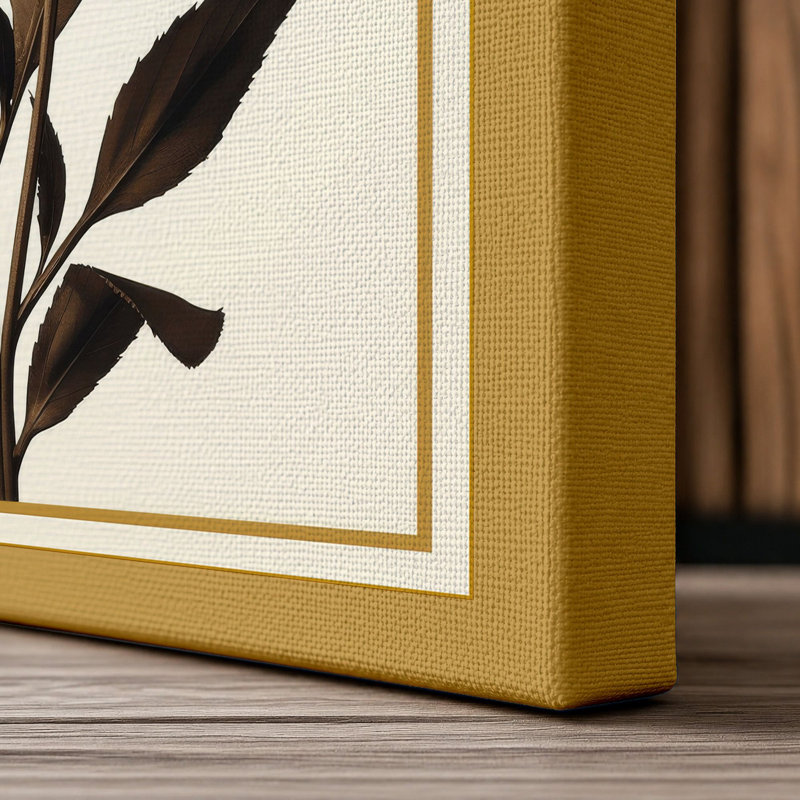 Carnation Studies Botanical - Wrapped Canvas, 36x24 - 91.4 x 61.0 cm, Ochre Border
