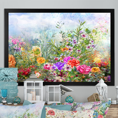 " Multicolor Spring Flowers Impression IV " Painting Print