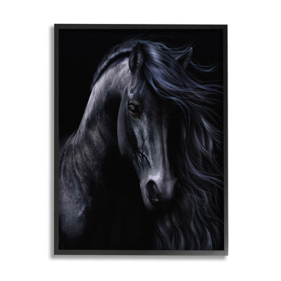 Az-063-Framed " Black Stallion Portrait " by Laurie Prindle