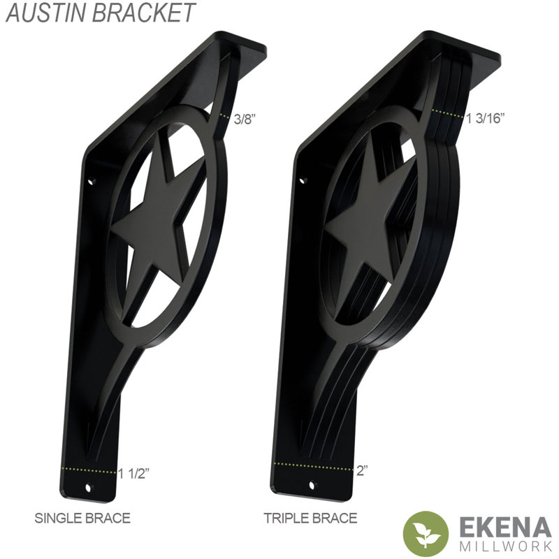 Support en fer forgé Austin, Laiton antique, H 8 po x l 1,5 po x P 5,5 po