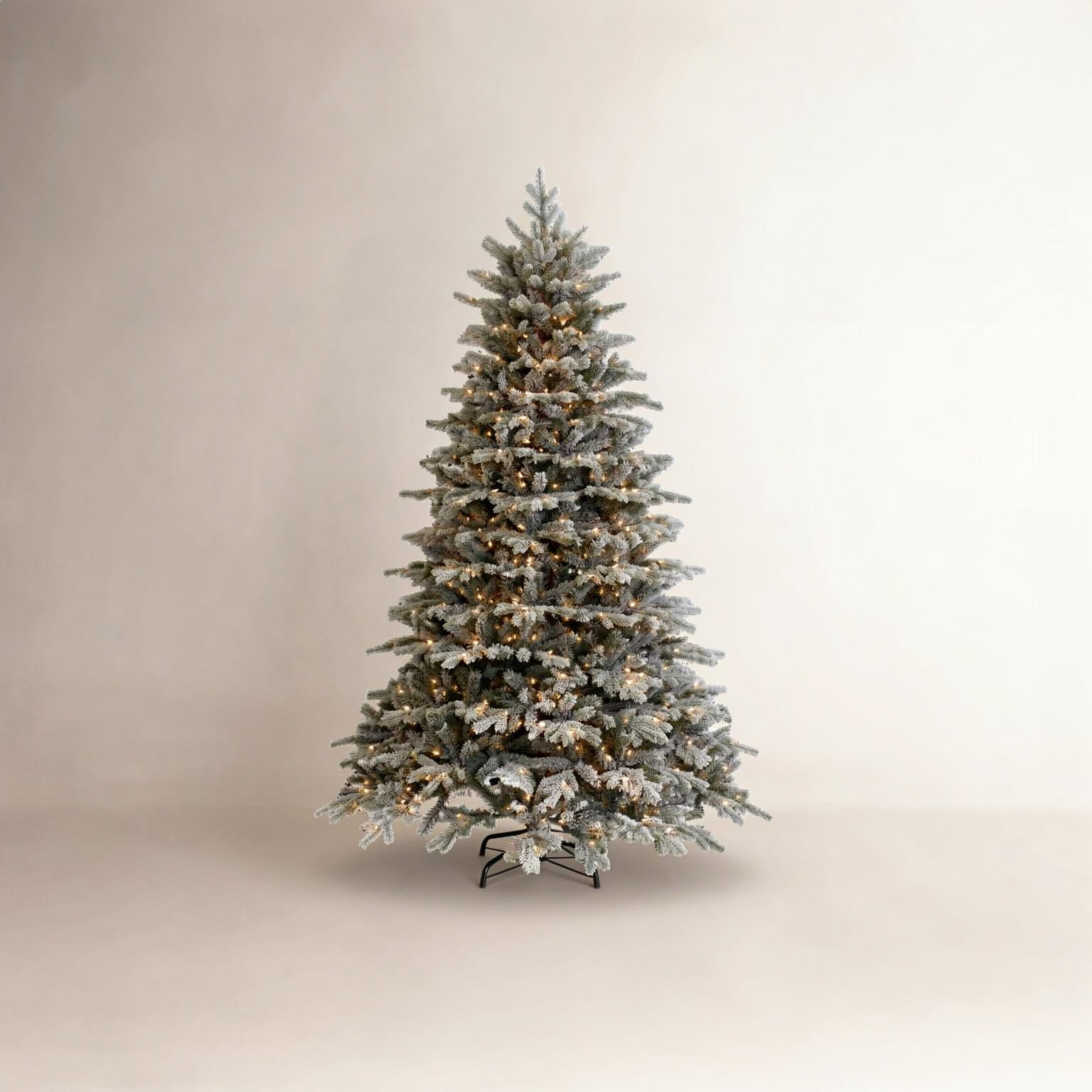 Melisande Pre Lit LED Hinged Natural Cut Flocked Spruce, 7'5"
