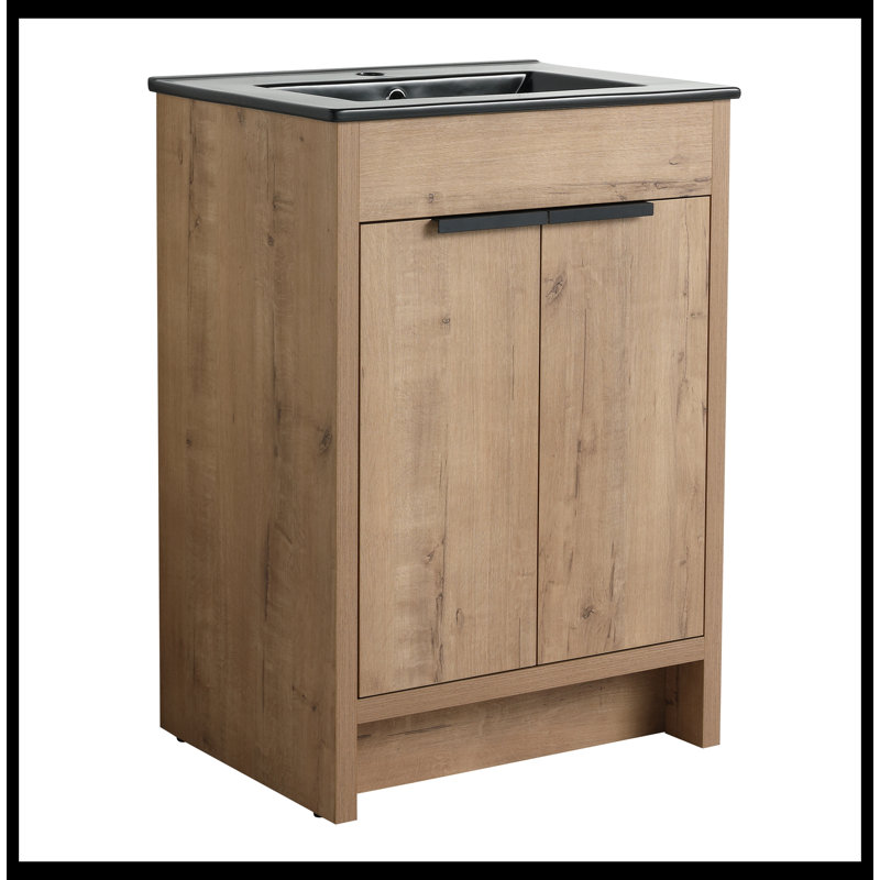Meuble-lavabo simple 24 po Denille avec plateau en céramique Denille