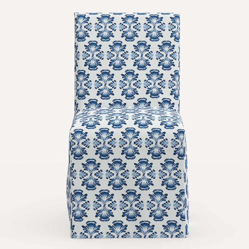 Sadia Slipcover Chair, Jr Bamana Lapis Geometric Linen