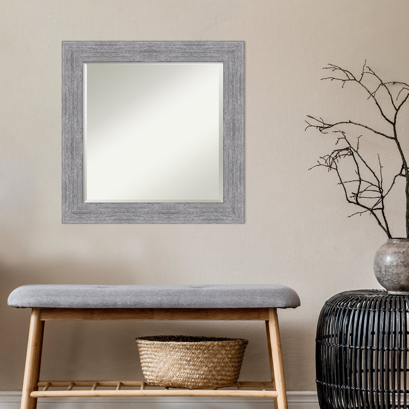 Miroir mural Turbeville, Gris, 25 po x 25 po