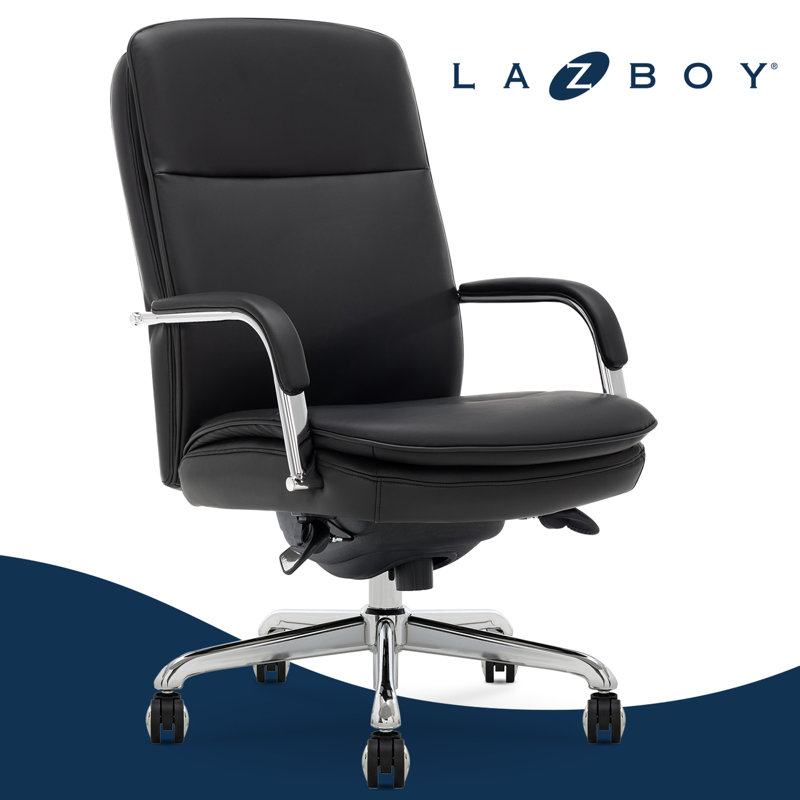 Opus Leather Swivel Executive Office Chair, Black, Chrome