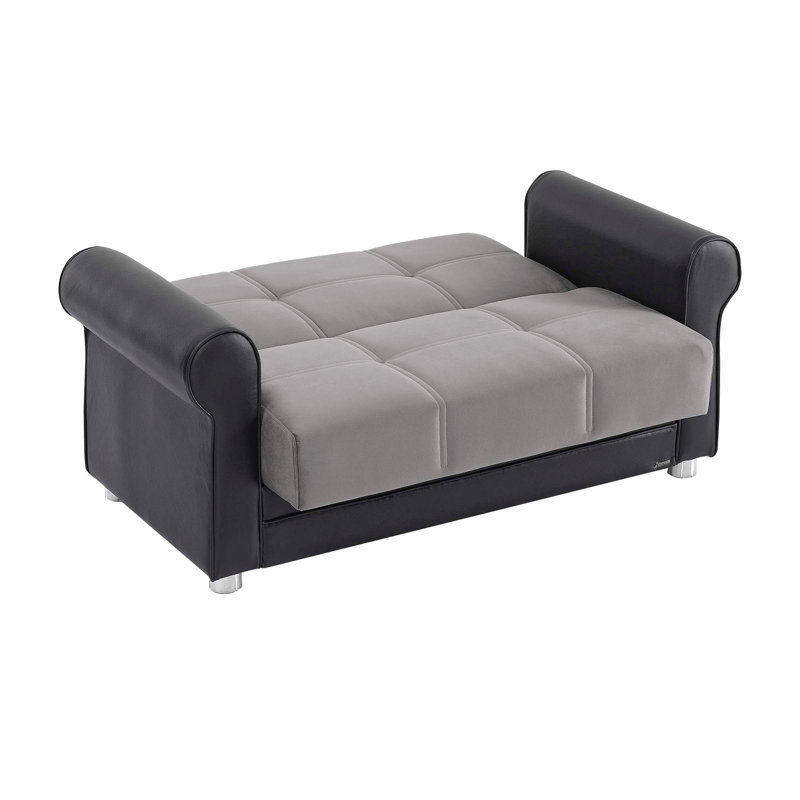 Causeuse convertible avec rangement Primenest Ithara, polyuréthane gris / noir, Noir/gris