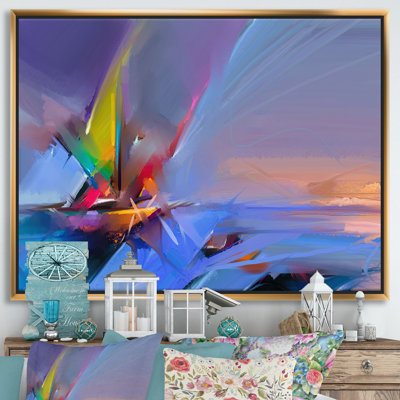 " Abstract Colorful Seascape I " Mixed Media Painting