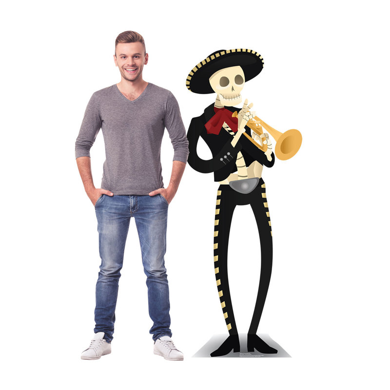 67'' Day of the Dead Mariachi Skeleton Cardboard Standup