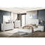 Lit double tapissier double avec tête de lit horizontale blanche, système de support à lattes, bois d'ingénierie et métal, capitonnage moderne, cadre de conception-2030413004