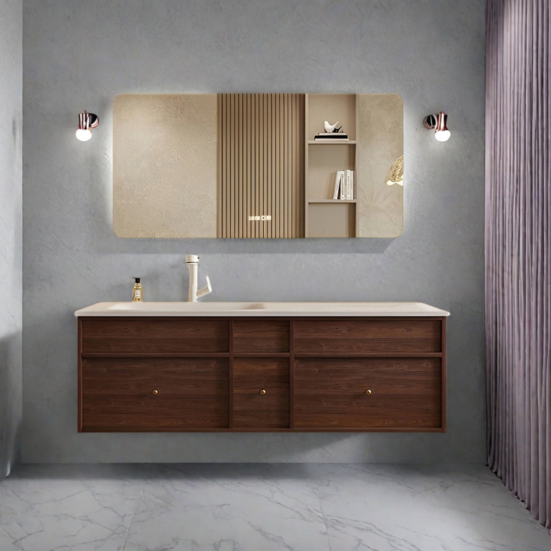 Middle ancient style bathroom cabinet, 19.68" H x 51.18" W x 21.65" D
