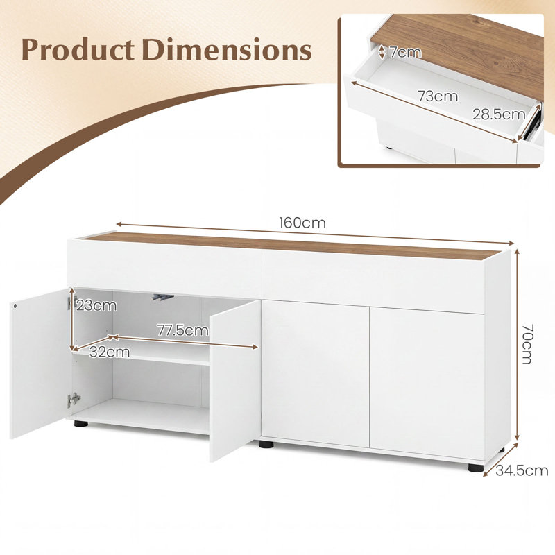 160cm Sideboard, White