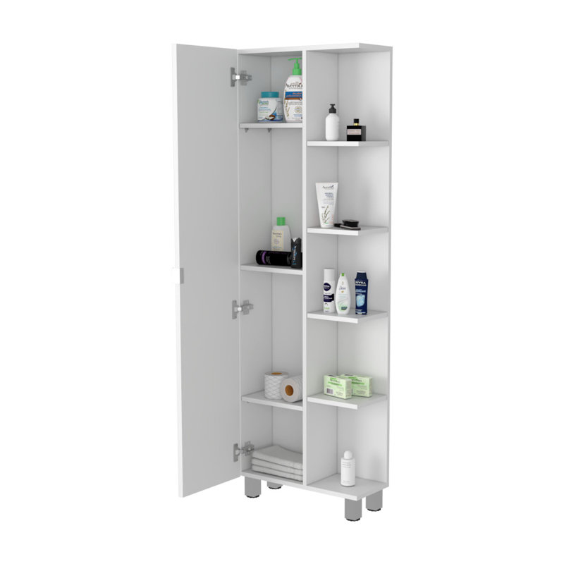 Los Angeles Linen  Cabinet, Five Shelves, One Cabinet, Divisions, White