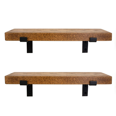 2 Piece Oak Bracket Shelf