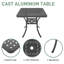 Ensemble de salle à manger d'extérieur carré en aluminium noir, chaise de taille compacte (largeur du siège: 15,35 po), trou de parasol, résistant aux intempéries-1496073174
