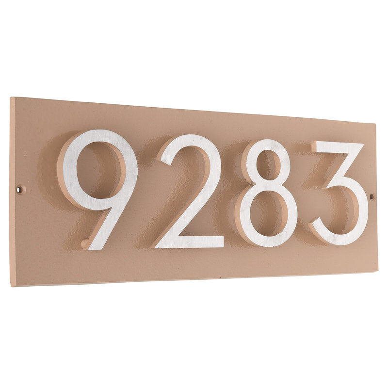Plaque d’adresse murale flottante linéaire, Taupe, Nickel satiné deux tons
