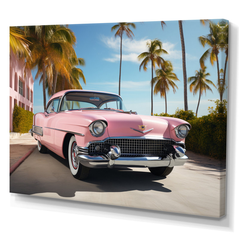 Miami Miami Cadillac I, reproduction d'art sur toile, H 16 po x l 32 po x P 1 po, Toile tendue