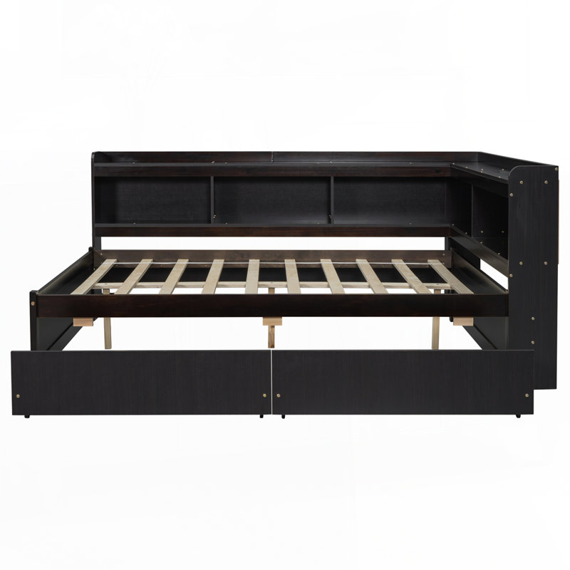 Lit double en forme de L, Espresso