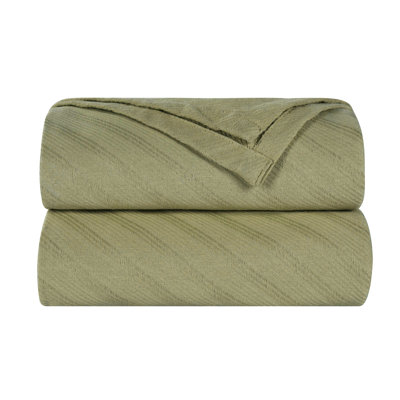 Milan Cotton Jacquard Dobby Weave Textured Striped Lightweight Throw Blanket