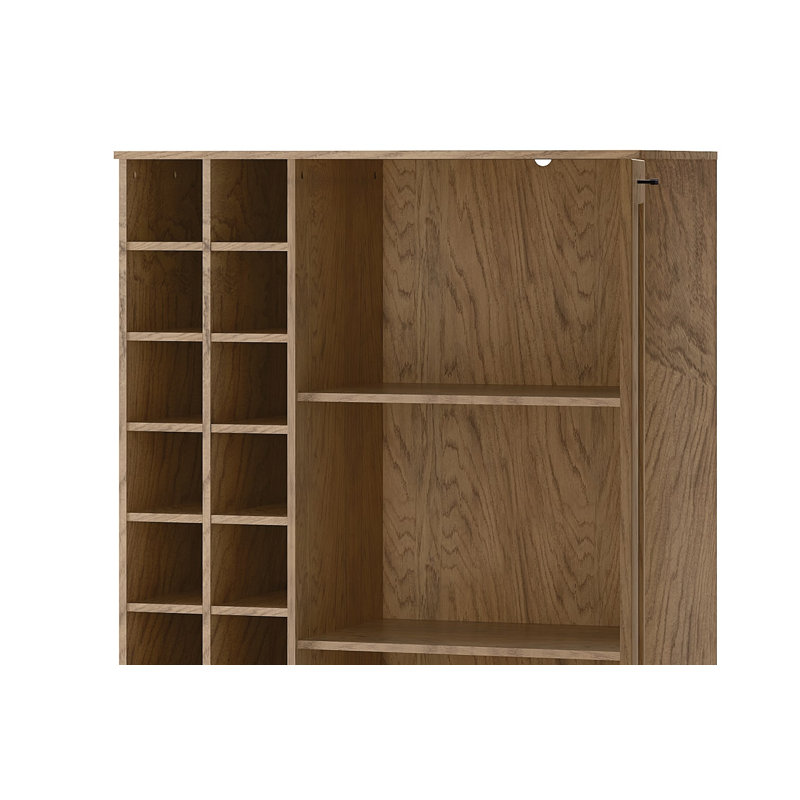 Stina Manufactured + Solid Oak Wood 1-Door Bar Cabinet