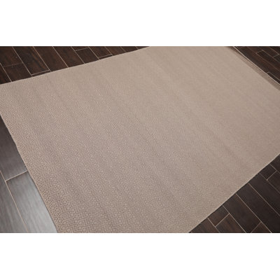 Tapis décoratif taupe en laine tissée à la main imasdun Chevron