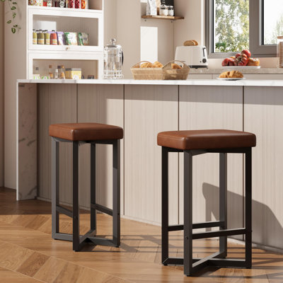 Tabourets de bar, tabourets de bar à hauteur de comptoir de 24,6 po avec structure et repose-pieds en métal
