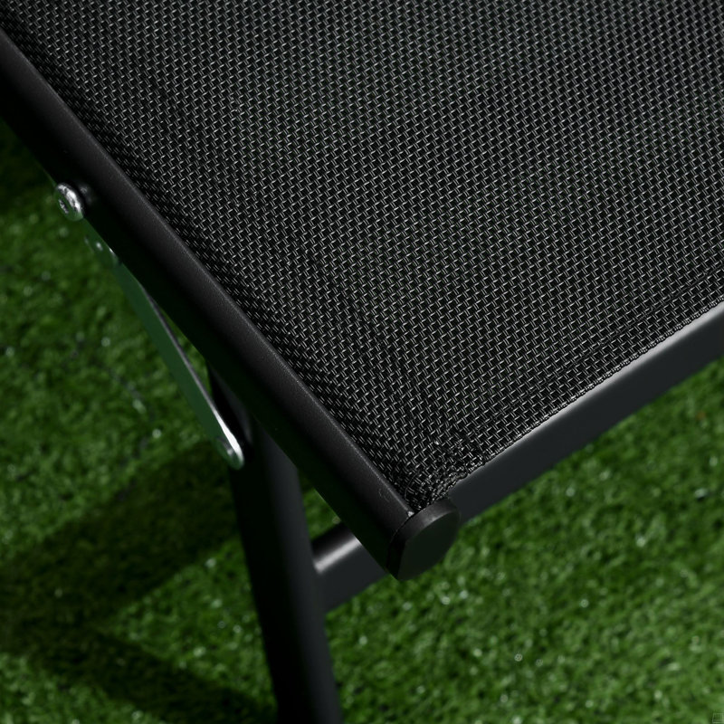 Chaise Lounge Outdoor, 2 Piece Lounge Chair With Wheels, Tanning Chair With 5 Adjustable Positions, Black