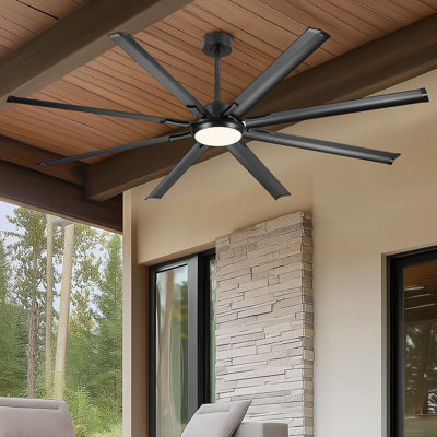 Industrial Ceiling Fan with Lights and Remote, with 8 Aluminium BladesWorks with Alexa