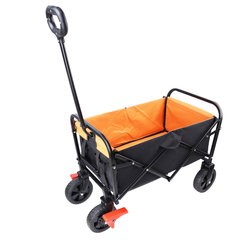 Mini chariot de plage pliable, Noir / Orange