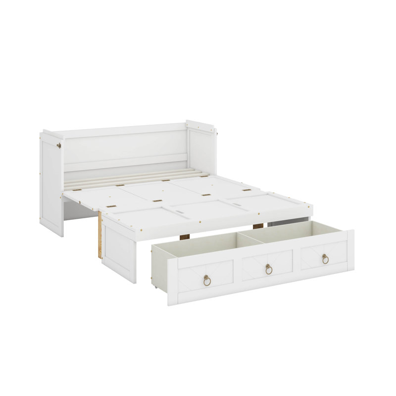 Lit escamotable double avec port USB et grand tiroir