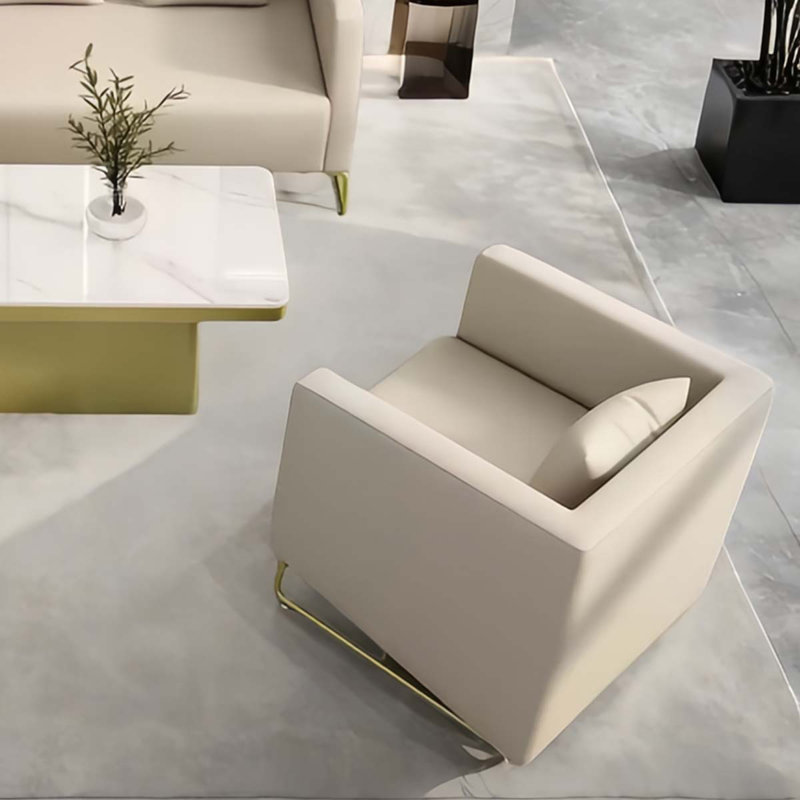 Beige sofa and coffee table reception set