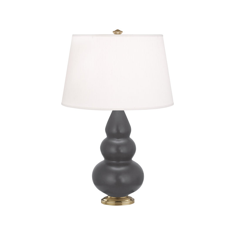 Small Triple Gourd Table Lamp, Antique Brass, Matte Ash