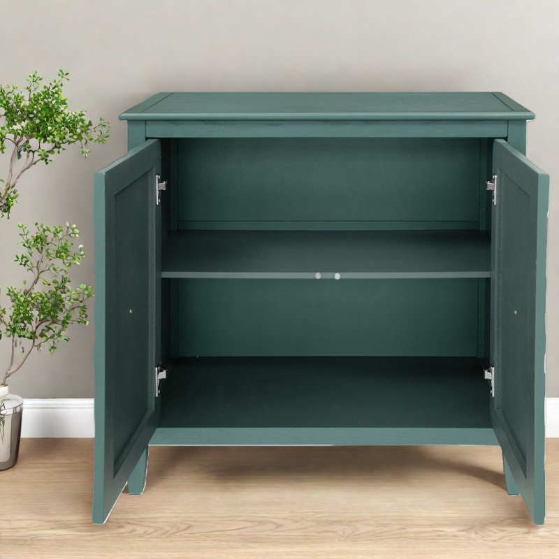 Buffet vert peu encombrant avec charme rétro et rangement multifonctionnel