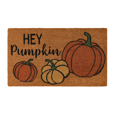 Hey Pumpkin Natural Coir Non-Slip Outdoor Welcome Mat - 18"X30"