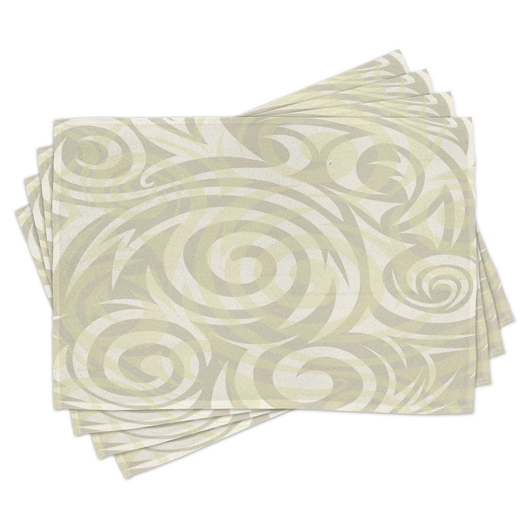 Platzdeckchen 4er Set, Vintage Swirling Floral, Khaki Beige