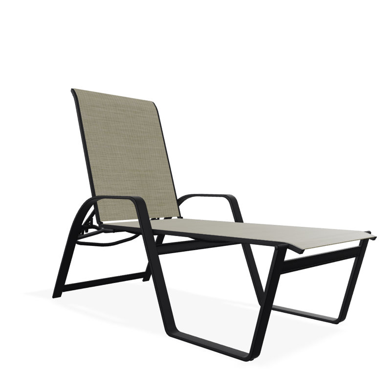 Chaise longue inclinable Holna, Noir texturé, Bristol taupe Sunbrella®