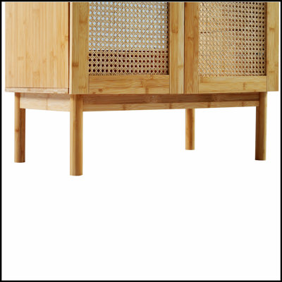 30-inch Natural Bamboo Bathroom Vanity with Handmade Rattan Doors and Soft-Closing Mechanisms for Elegant Storage