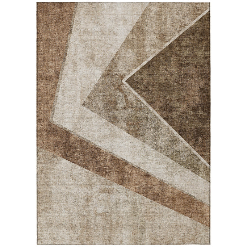 Tapis intérieur lavable à motif géométrique 9 pi x 12 pi beige