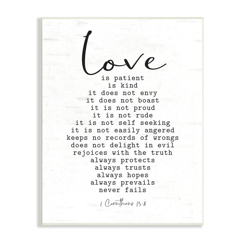Love Is ... Spiritual Scripture Inspirational, H 15 po x l 10 po x P 0,5 po
