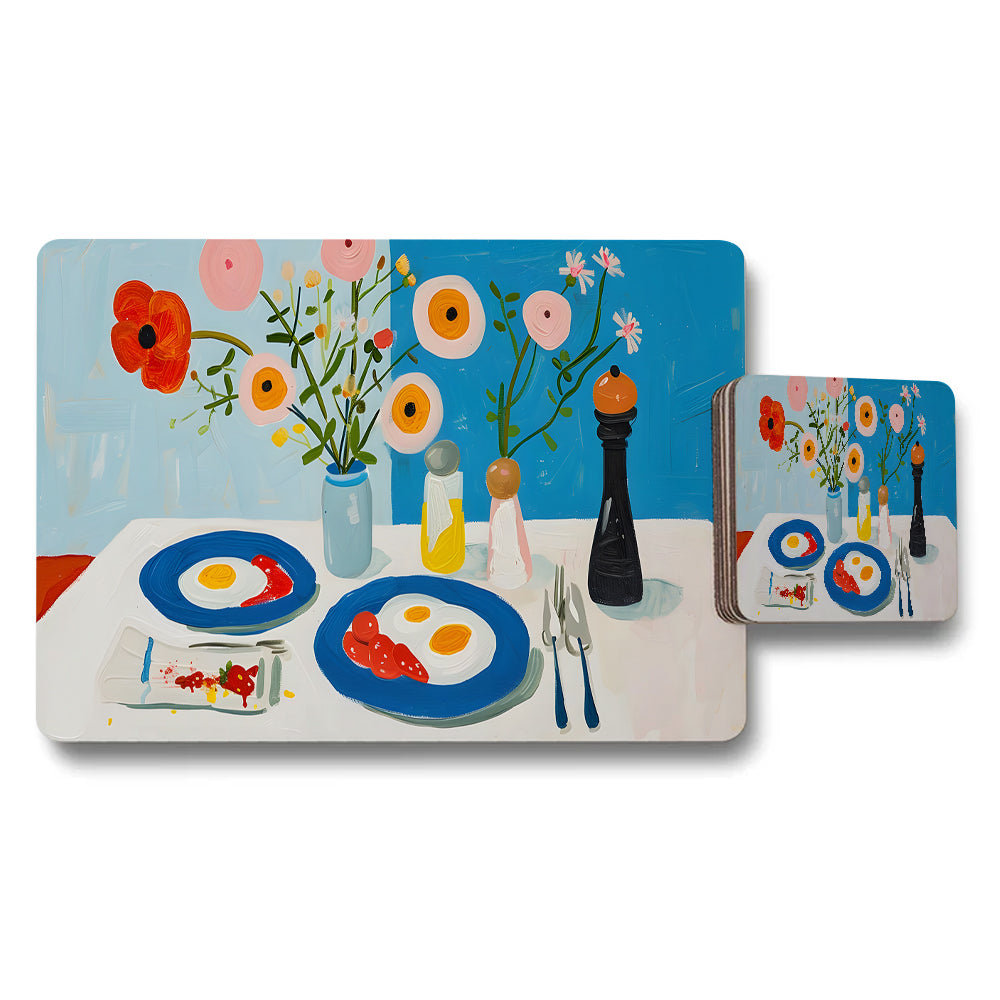Floral Placemats And Coasters Set For Dining Table Decor