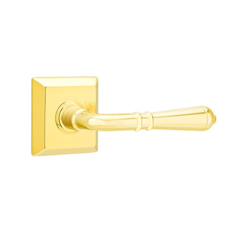 Levier de porte avec rosette Turino, Droite, Laiton brillant